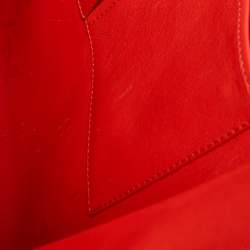 Pre Owned Celine Neon Orange Leather Mini Luggage Tote