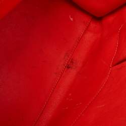 Pre Owned Celine Neon Orange Leather Mini Luggage Tote