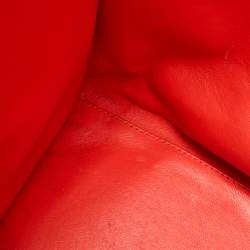 Pre Owned Celine Neon Orange Leather Mini Luggage Tote