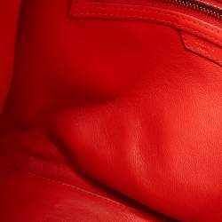 Pre Owned Celine Neon Orange Leather Mini Luggage Tote
