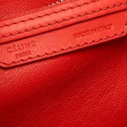 Pre Owned Celine Neon Orange Leather Mini Luggage Tote