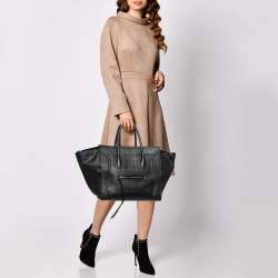 Pre Owned Celine Black Croc Embossed Leather Medium Phantom Luggage Tote