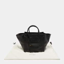 Pre Owned Celine Black Croc Embossed Leather Medium Phantom Luggage Tote
