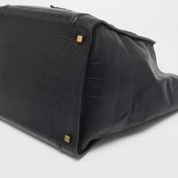 Pre Owned Celine Black Croc Embossed Leather Medium Phantom Luggage Tote
