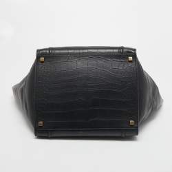 Pre Owned Celine Black Croc Embossed Leather Medium Phantom Luggage Tote