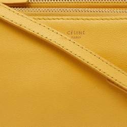 Pre Owned Celine Yellow Leather Trio Crossbody Bag