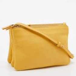 Pre Owned Celine Yellow Leather Trio Crossbody Bag