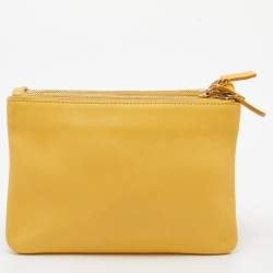 Pre Owned Celine Yellow Leather Trio Crossbody Bag