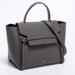 Pre Owned Celine Grey Leather Mini Belt Top Handle Bag