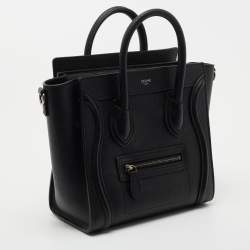 Pre Owned Céline Black Leather Nano Luggage Tote