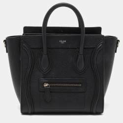 Pre Owned Céline Black Leather Nano Luggage Tote