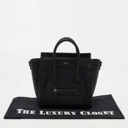 Pre Owned Céline Black Leather Nano Luggage Tote