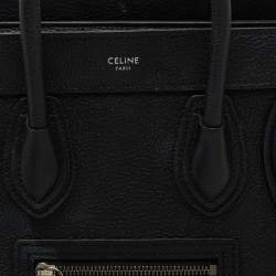Pre Owned Céline Black Leather Nano Luggage Tote