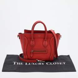 مملوكة مسبقًا حقيبة يد سيلين نانو لاغيدج جلد برتقالية