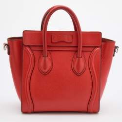 مملوكة مسبقًا حقيبة يد سيلين نانو لاغيدج جلد برتقالية