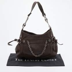 Pre Owned Celine Brown Leather Vintage Shoulder Bag