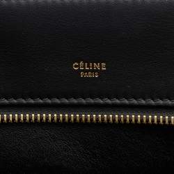 Pre Owned حقيبة بيد علوية سيلين جلد أسود حافة كبيرة