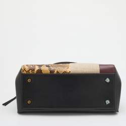 Pre Owned حقيبة بيد علوية سيلين جلد أسود حافة كبيرة