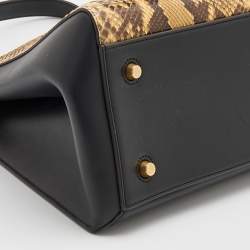 Pre Owned حقيبة بيد علوية سيلين جلد أسود حافة كبيرة