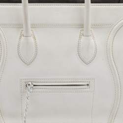 Pre Owned Celine White Leather Medium Phantom Luggage Tote