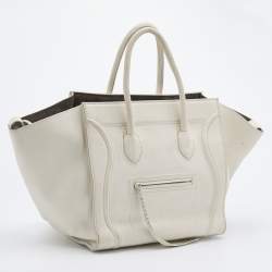 Pre Owned Celine White Leather Medium Phantom Luggage Tote