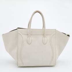Pre Owned Celine White Leather Medium Phantom Luggage Tote