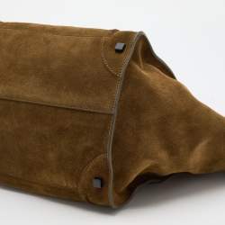 Pre Owned Celine Olive Green Suede and Leather Medium Phantom Luggage Tote