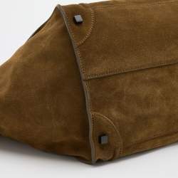 Pre Owned Celine Olive Green Suede and Leather Medium Phantom Luggage Tote