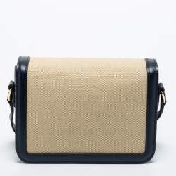 Pre Owned Celine Beige Canvas and Leather Teen Triomphe Shoulder Bag