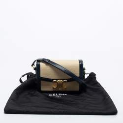 Pre Owned Celine Beige Canvas and Leather Teen Triomphe Shoulder Bag