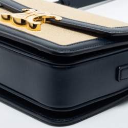 Pre Owned Celine Beige Canvas and Leather Teen Triomphe Shoulder Bag