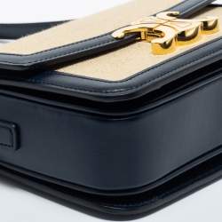 Pre Owned Celine Beige Canvas and Leather Teen Triomphe Shoulder Bag