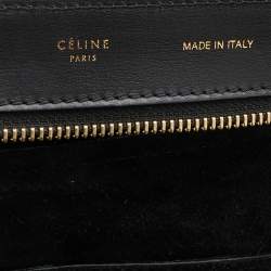 Pre Owned Celine Black/White Leather and Suede Large Trapeze Bag