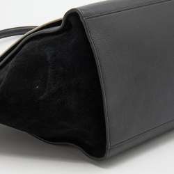 Pre Owned Celine Black/White Leather and Suede Large Trapeze Bag