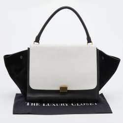 Pre Owned Celine Black/White Leather and Suede Large Trapeze Bag