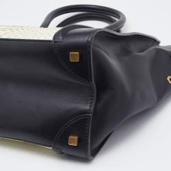 Pre Owned Celine White/Black Python and Leather Mini Luggage Tote