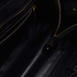 Pre Owned Celine White/Black Python and Leather Mini Luggage Tote