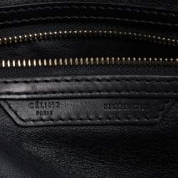 Pre Owned Celine White/Black Python and Leather Mini Luggage Tote