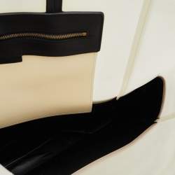Pre Owned Celine Cream/Black Leather and Vinyl Vertical Cabas Tote