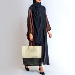 Celine Cream/Black Leather and Vinyl Vertical Cabas Tote