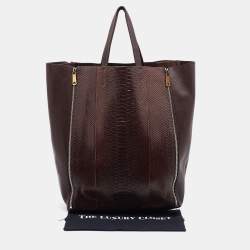 Pre Owned Celine Brown Python and Leather Vertical Cabas Tote