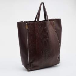 Pre Owned Celine Brown Python and Leather Vertical Cabas Tote