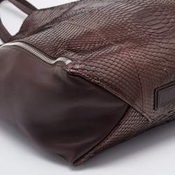 Pre Owned Celine Brown Python and Leather Vertical Cabas Tote