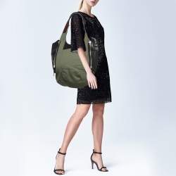 Pre Owned Celine Green/Black Canvas and Leather Shoulder Bag