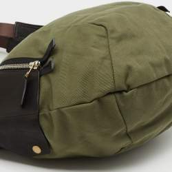 Pre Owned Celine Green/Black Canvas and Leather Shoulder Bag