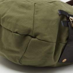 Pre Owned Celine Green/Black Canvas and Leather Shoulder Bag