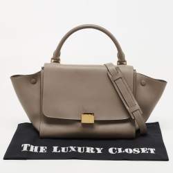 Celine Beige Leather Small Trapeze Top Handle Bag