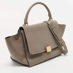 Celine Beige Leather Small Trapeze Top Handle Bag