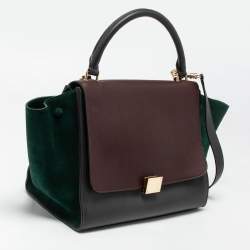 Pre Owned Celine Multicolor Suede and Leather Medium Trapeze Top Handle Bag