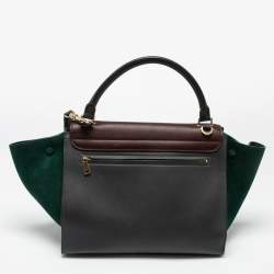 Pre Owned Celine Multicolor Suede and Leather Medium Trapeze Top Handle Bag